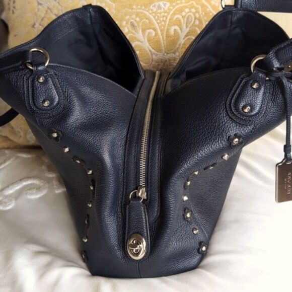 COACH Edie 31 Silver Stud/Floral Rivets Classic Handbag - Picture 8 of 16